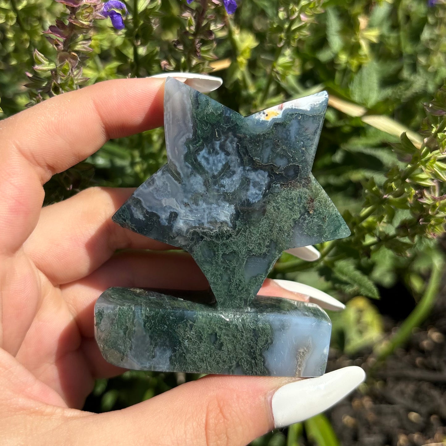 MOSS AGATE STAR ON STANDS