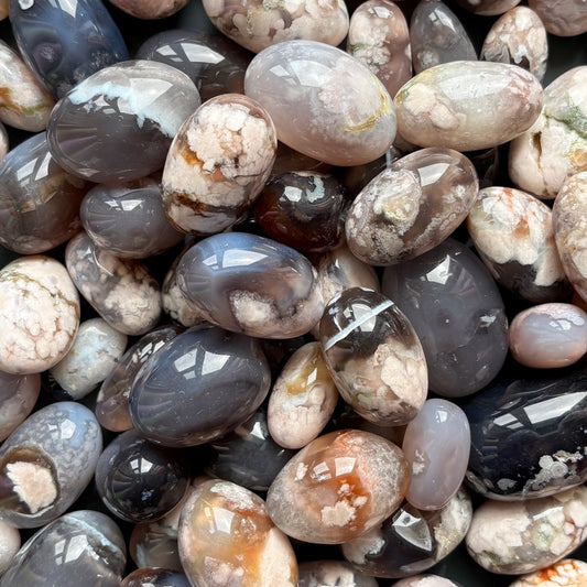 BLACK FLOWER AGATE TUMBLE