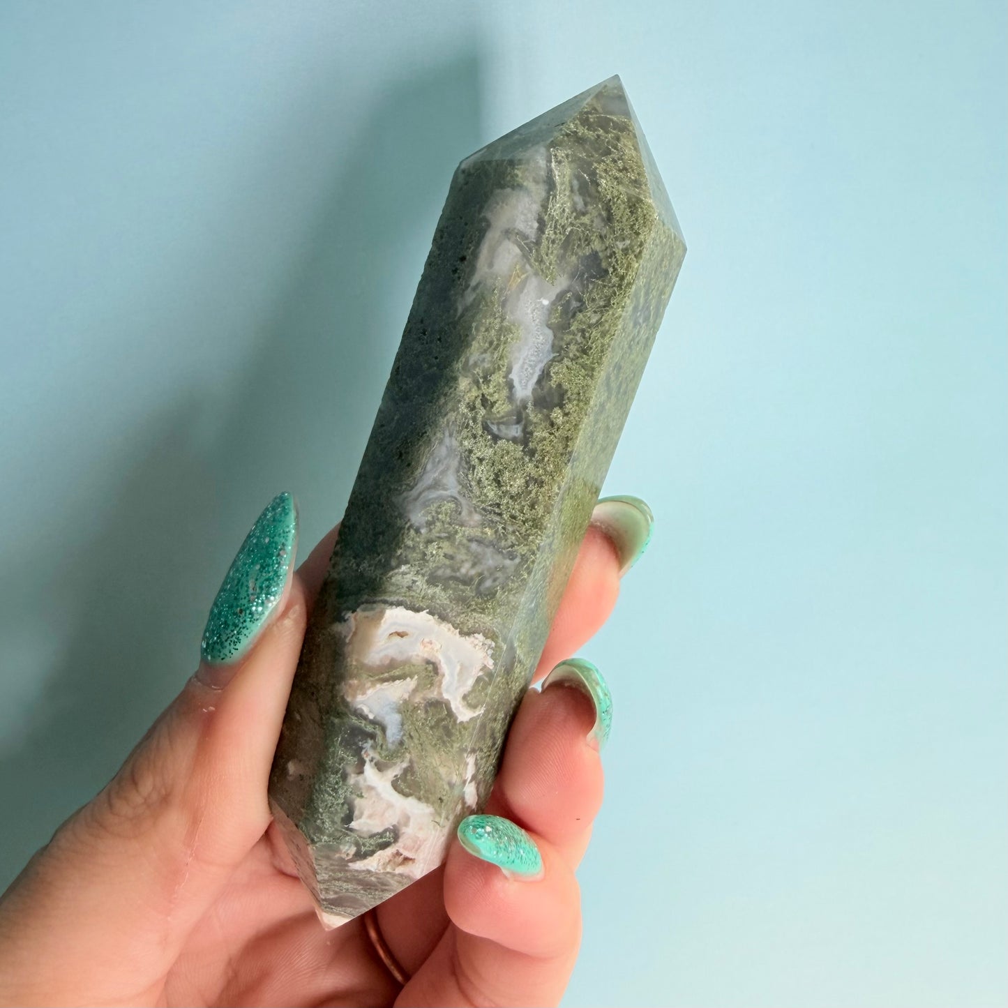 MOSS AGATE DOUBLE TERMINATED POINTS