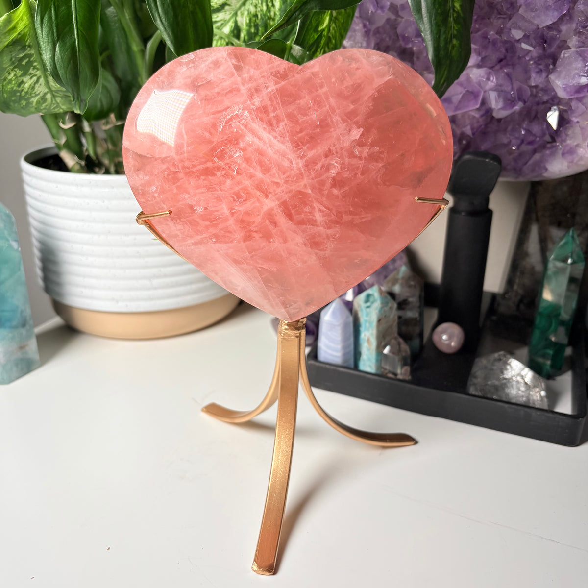 ROSE QUARTZ HEARTS ON STANDS
