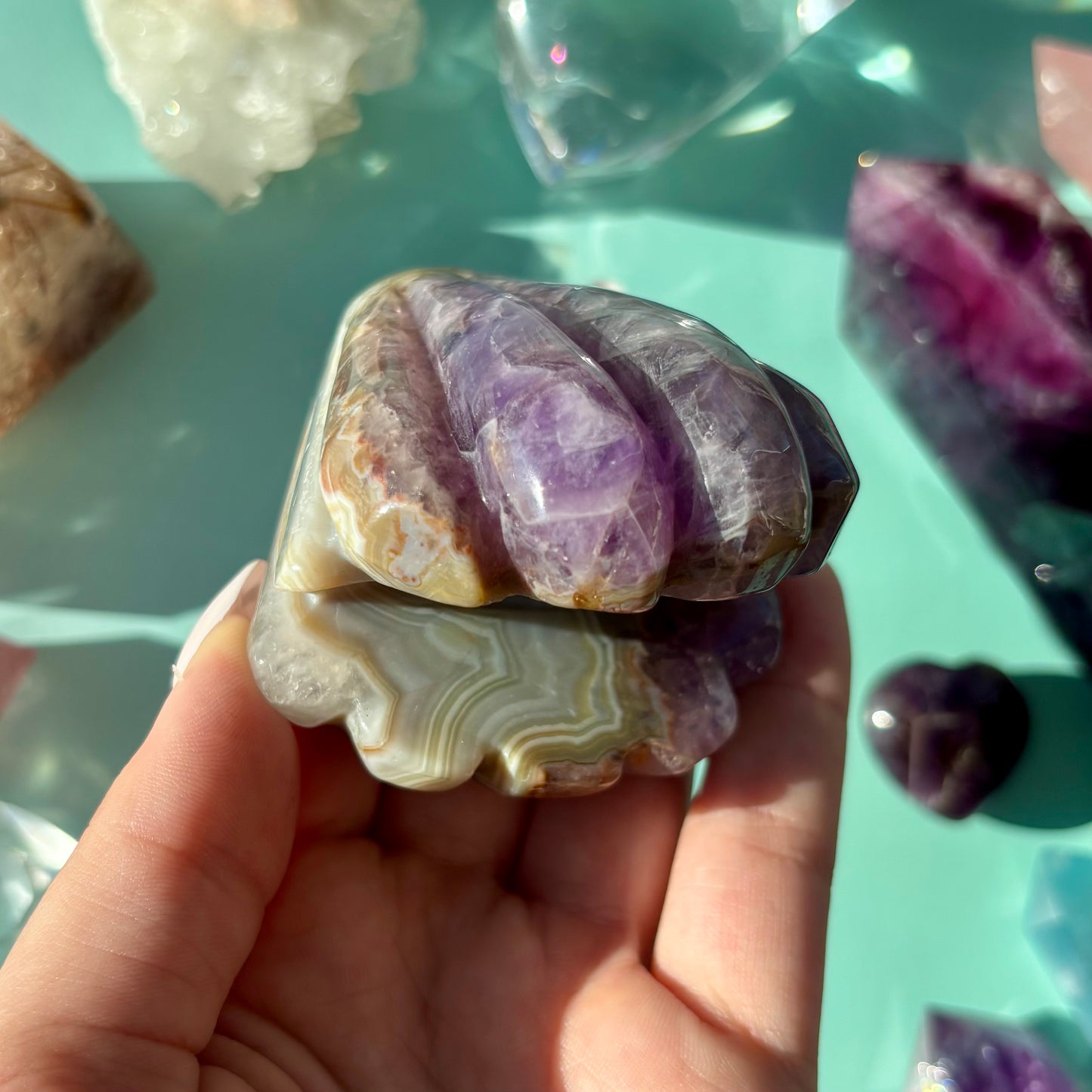 MOROCCAN AGATE / AMETHYST CLAMS