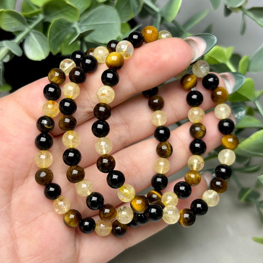 MOTIVATION BRACELET (CITRINE, BLACK TOURMALINE, TIGERS EYE)
