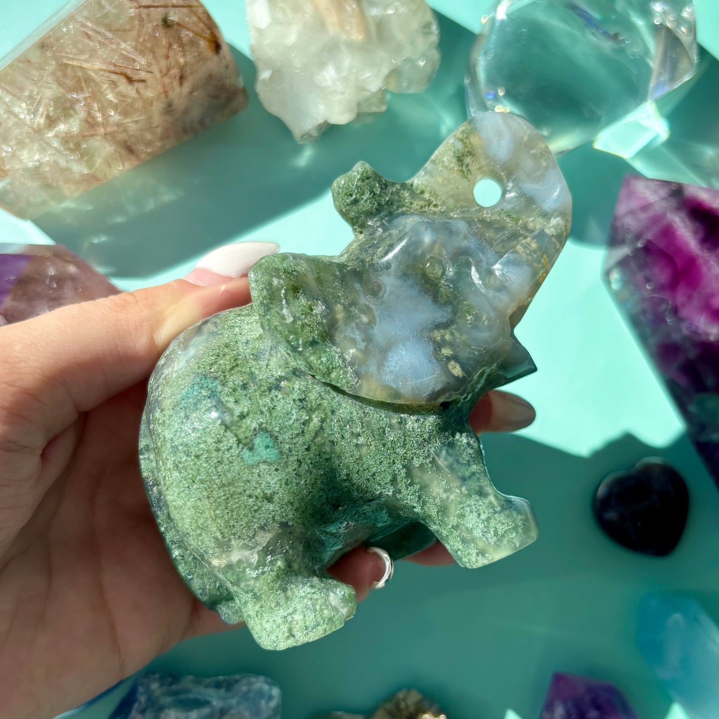 MOSS AGATE ELEPHANTS