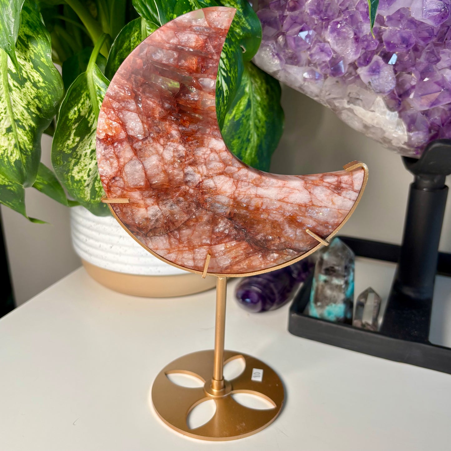 FIRE QUARTZ MOON ON STAND