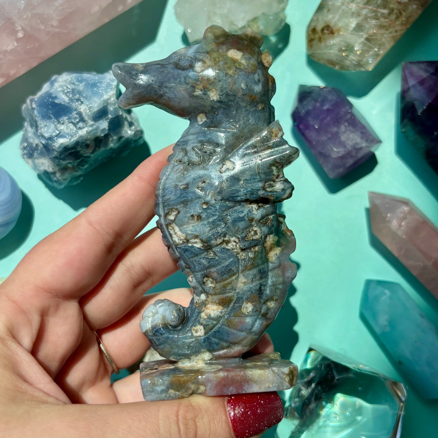 MOSS AGATE SEAHORSES