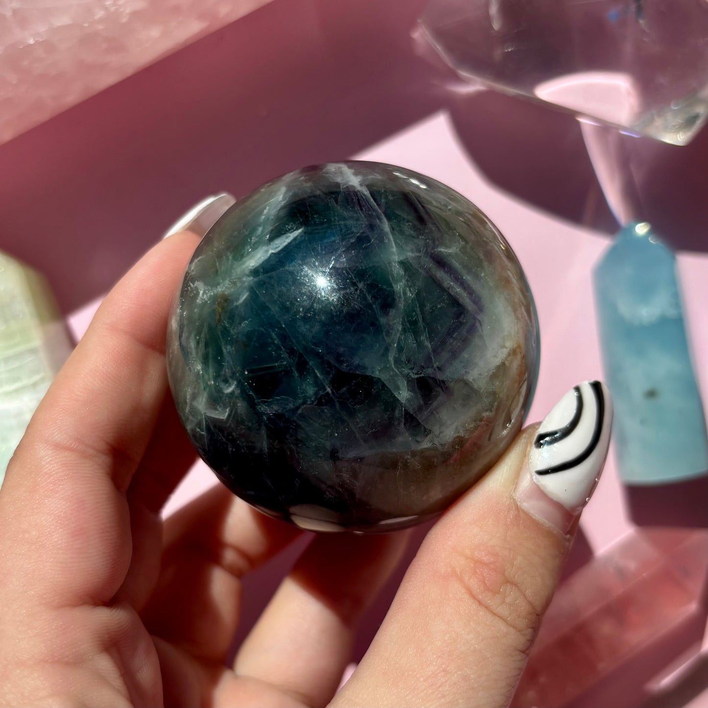 FEATHER FLUORITE SPHERES