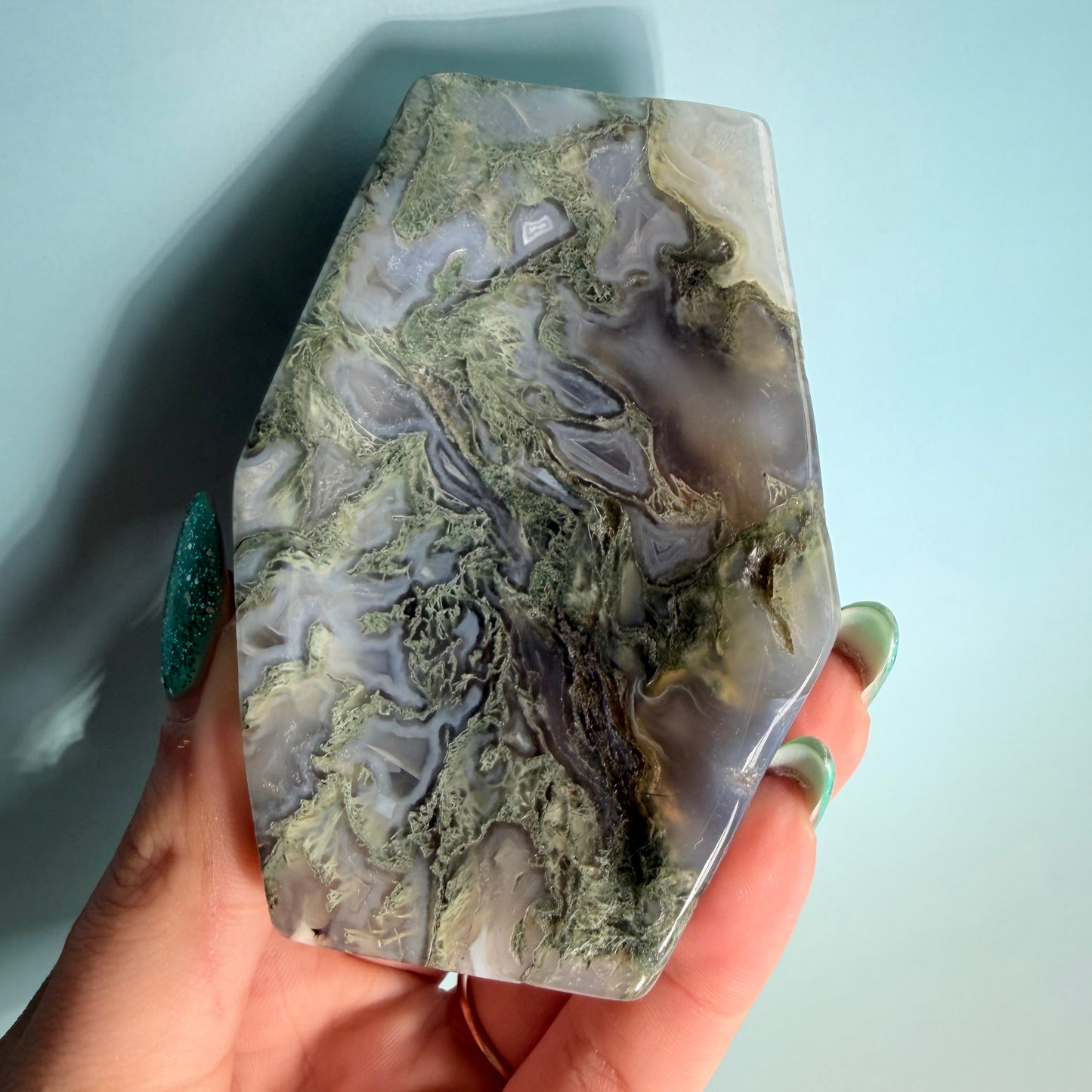 MOSS AGATE COFFIN BOWLS