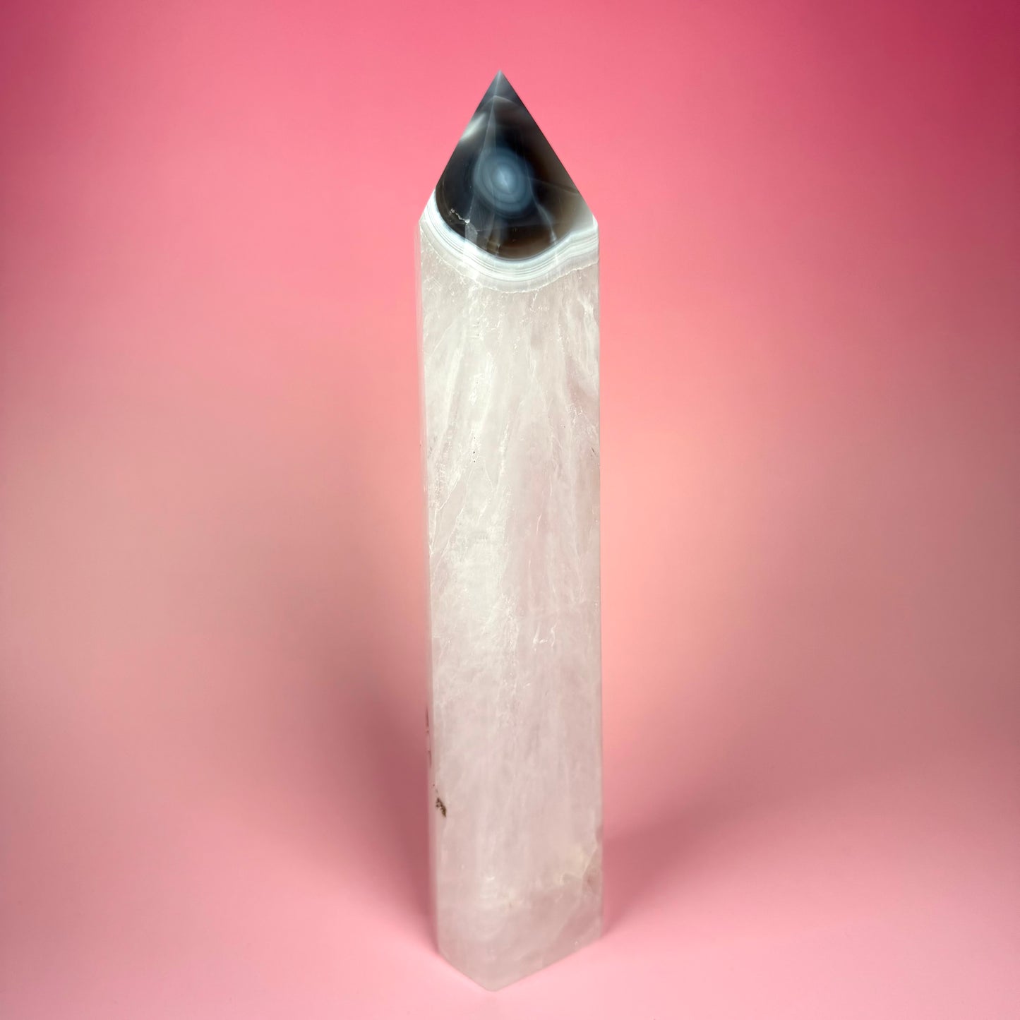 MOSS AGATE AND QUARTZ TOWER