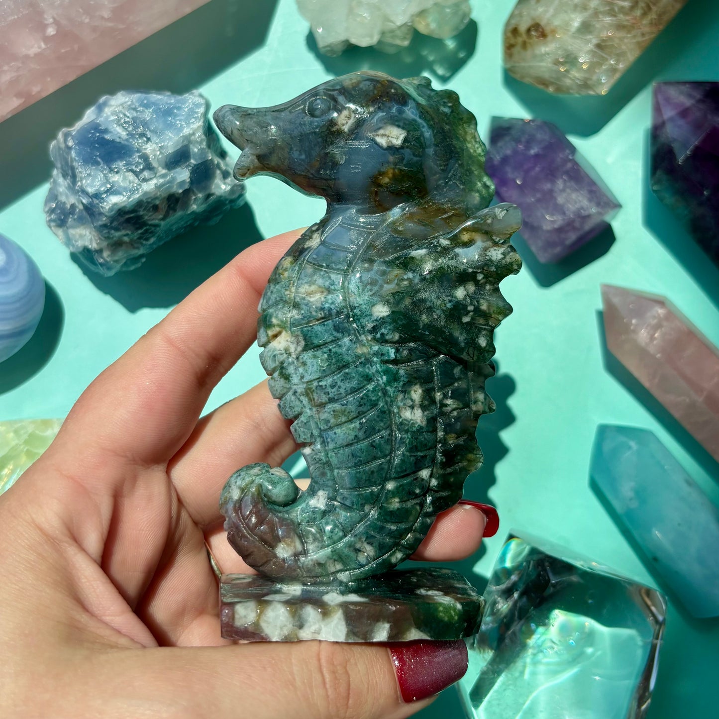 MOSS AGATE SEAHORSES