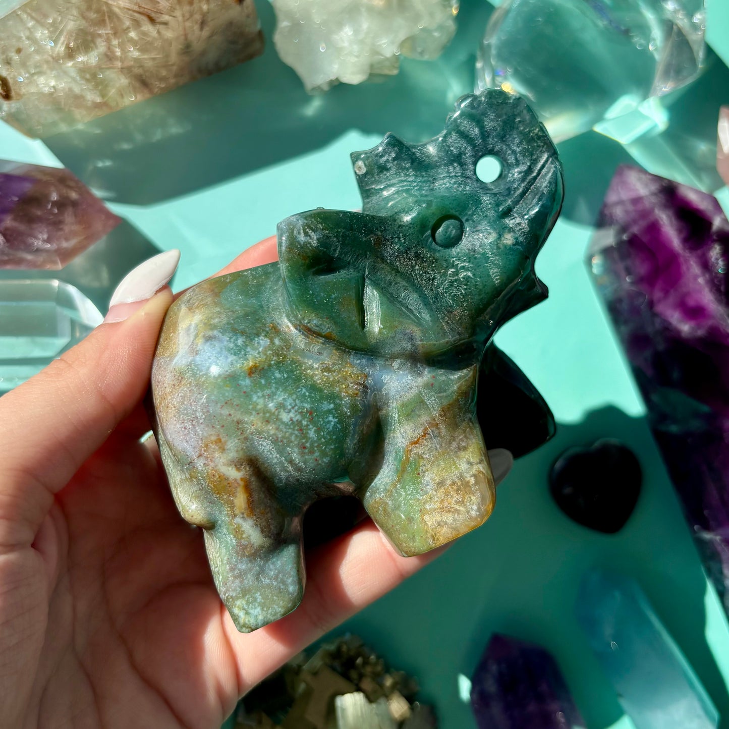 MOSS AGATE ELEPHANTS