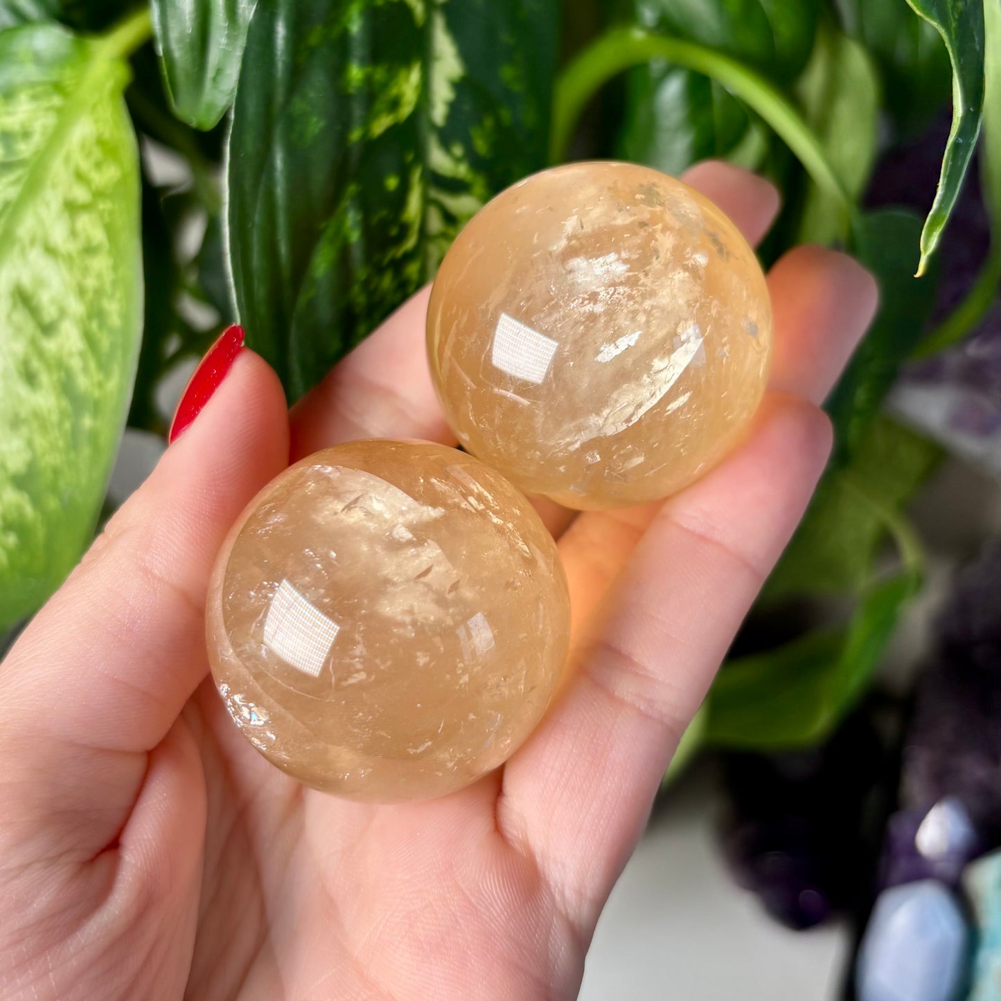 HONEY CALCITE SPHERES