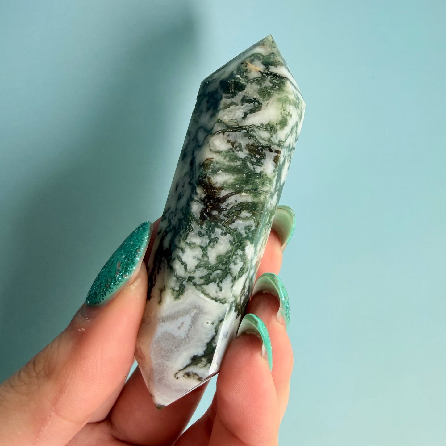 MOSS AGATE DOUBLE TERMINATED POINTS
