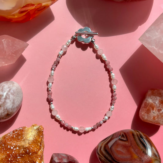 ROSE QUARTZ + PINK TOURMALINE BRACELET