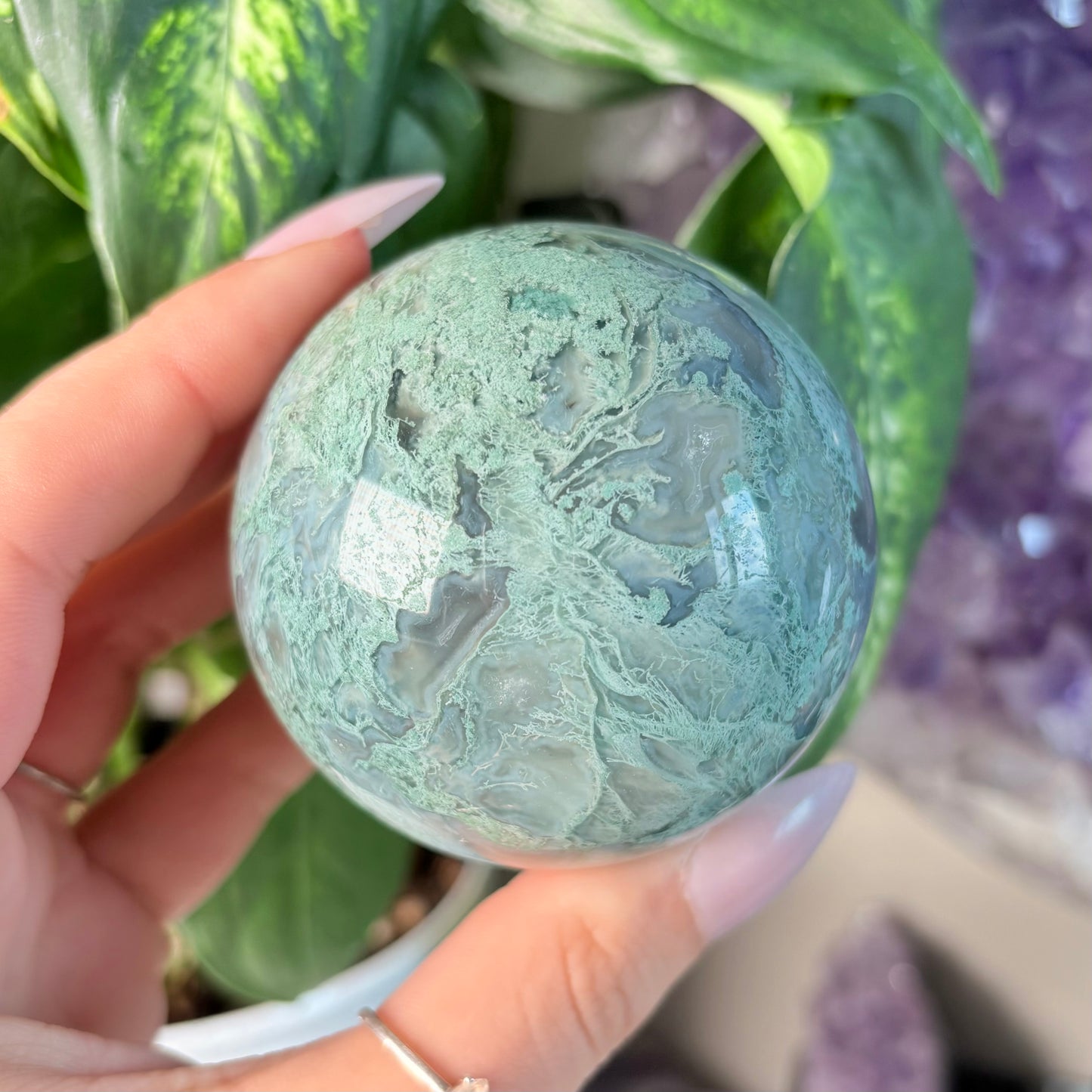 MOSS AGATE SPHERE