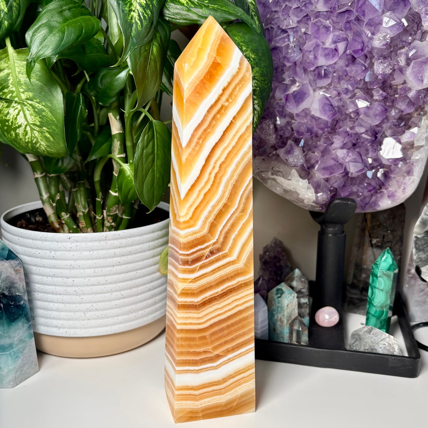 XL ORANGE CALCITE TOWERS - IMPERFECT