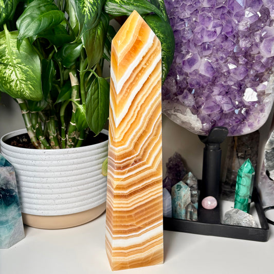 XL ORANGE CALCITE TOWERS - IMPERFECT