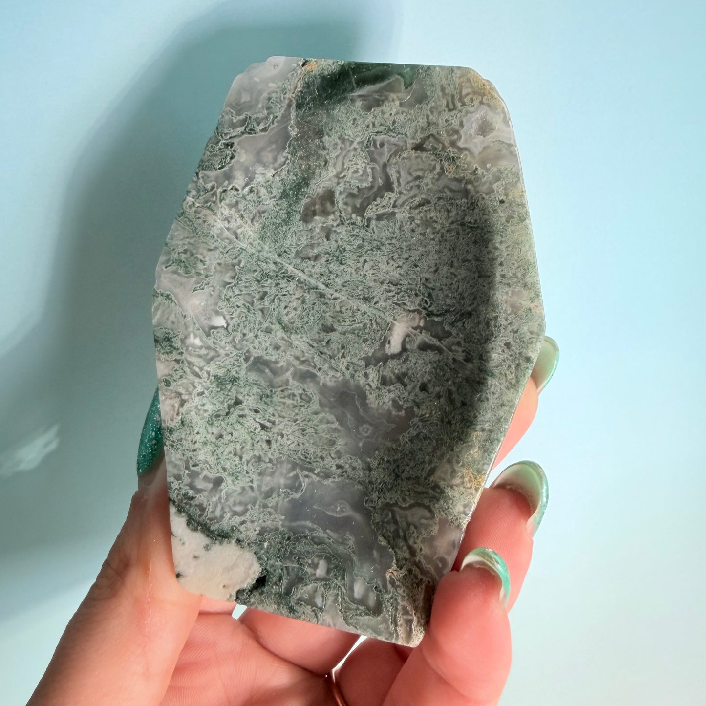 MOSS AGATE COFFIN BOWLS