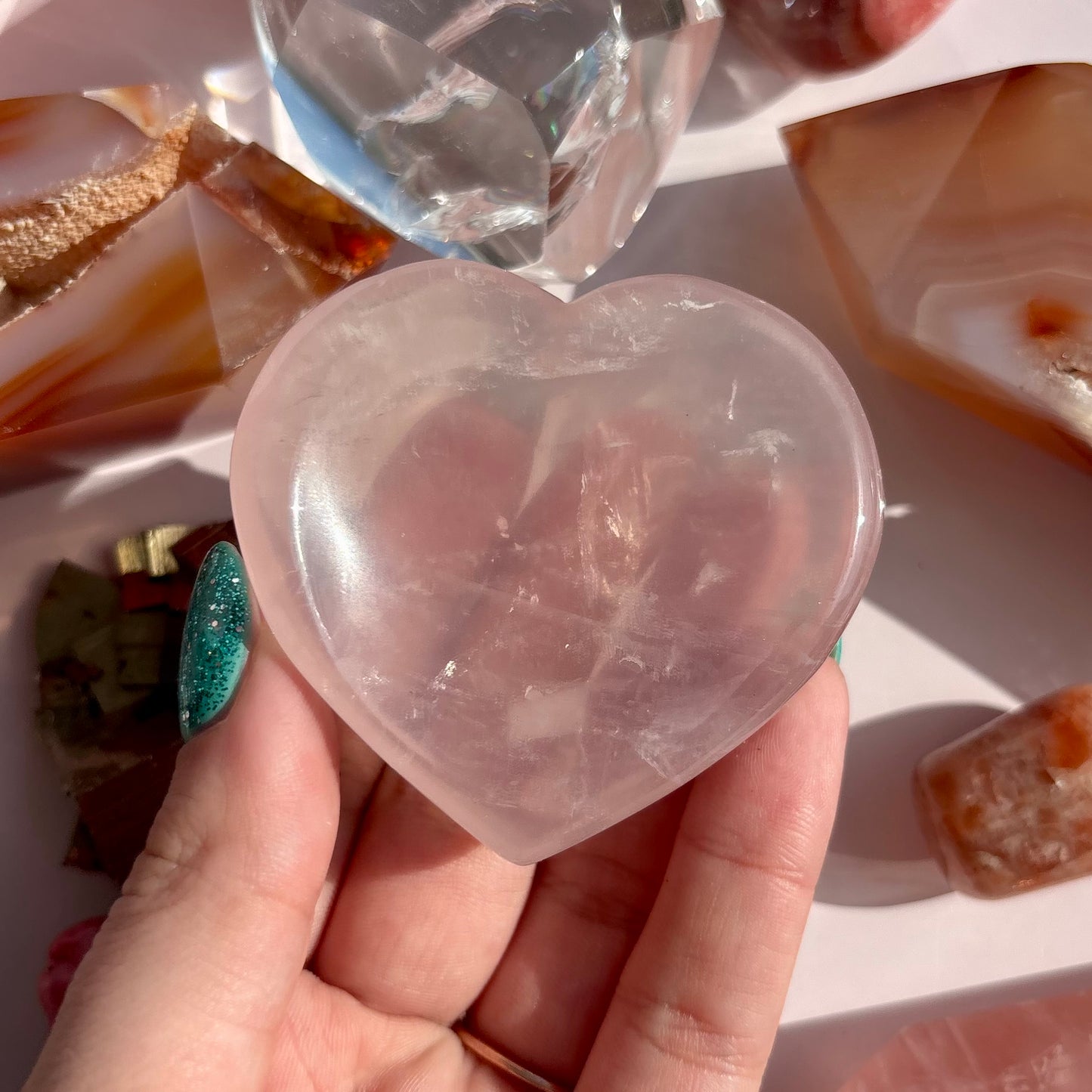 ROSE QUARTZ MINI HEART TRAY