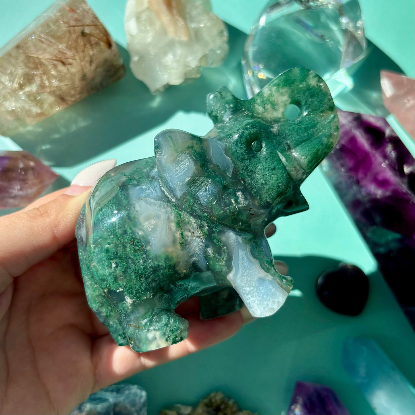 MOSS AGATE ELEPHANTS