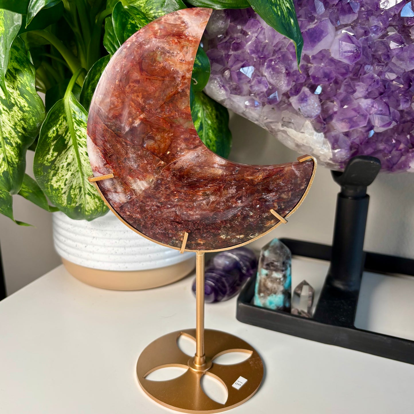 FIRE QUARTZ MOON ON STAND
