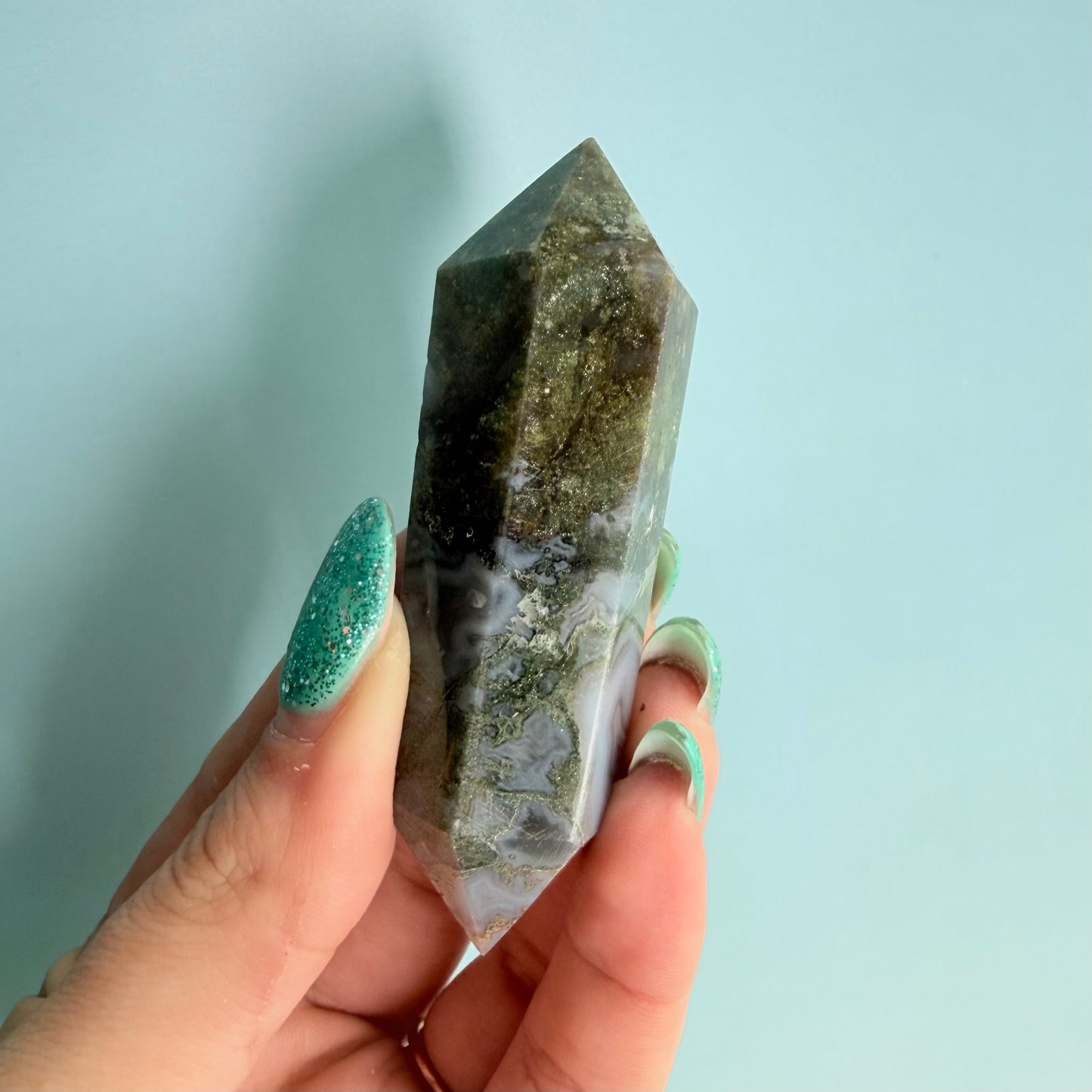 MOSS AGATE DOUBLE TERMINATED POINTS