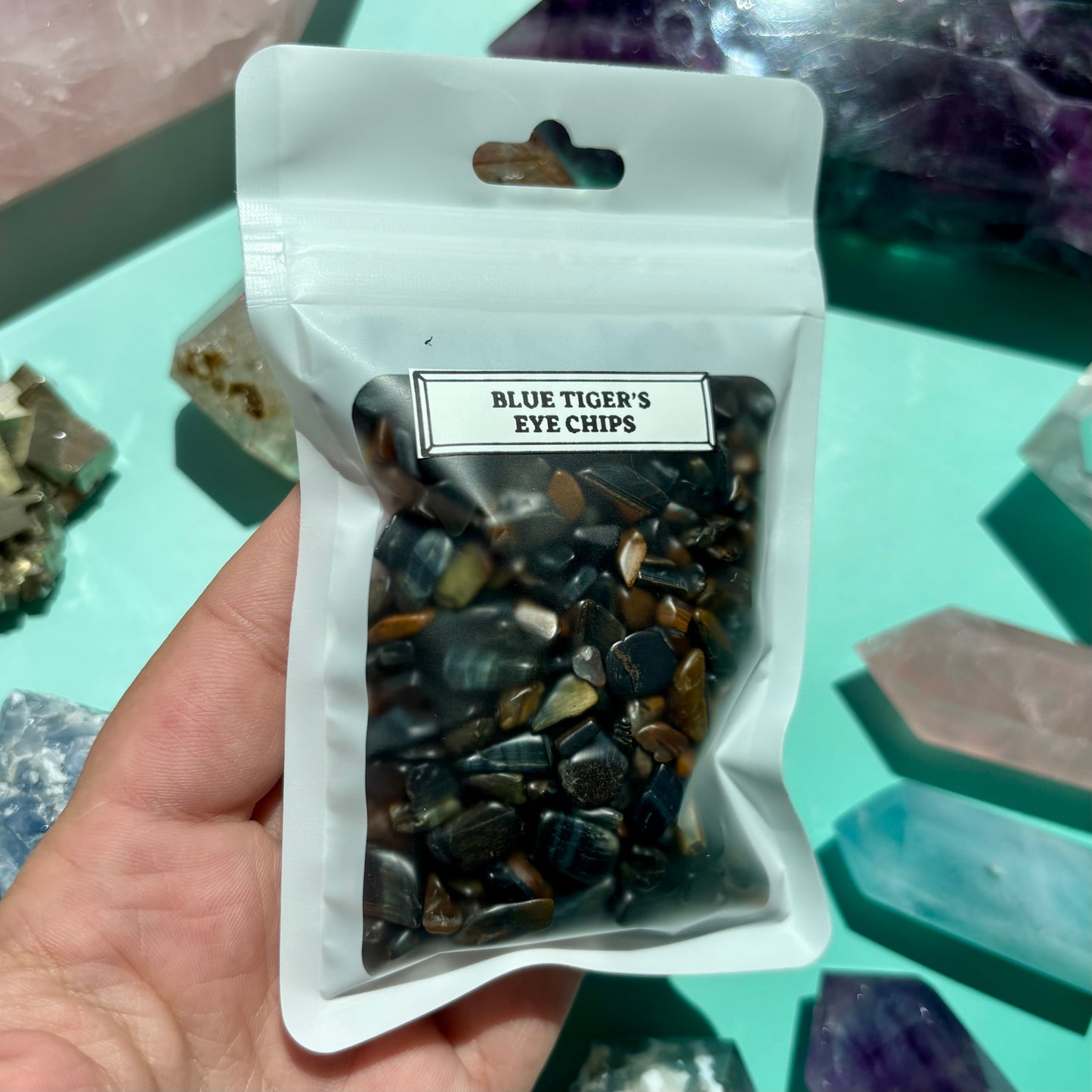 BLUE TIGERS EYE CHIPS - (100g)