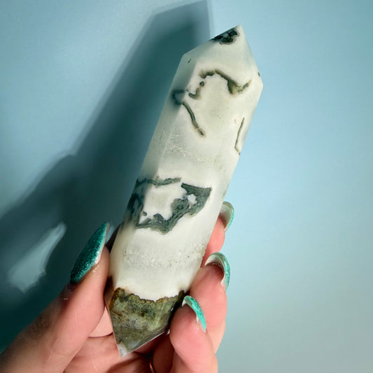MOSS AGATE DOUBLE TERMINATED POINTS