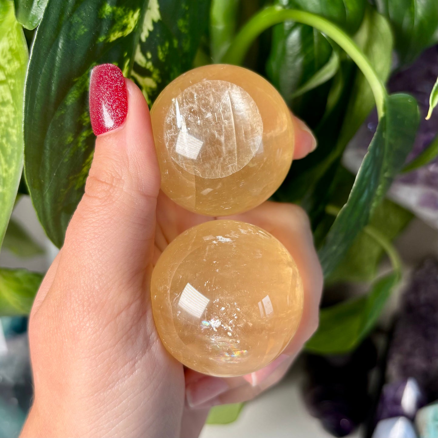 HONEY CALCITE SPHERES