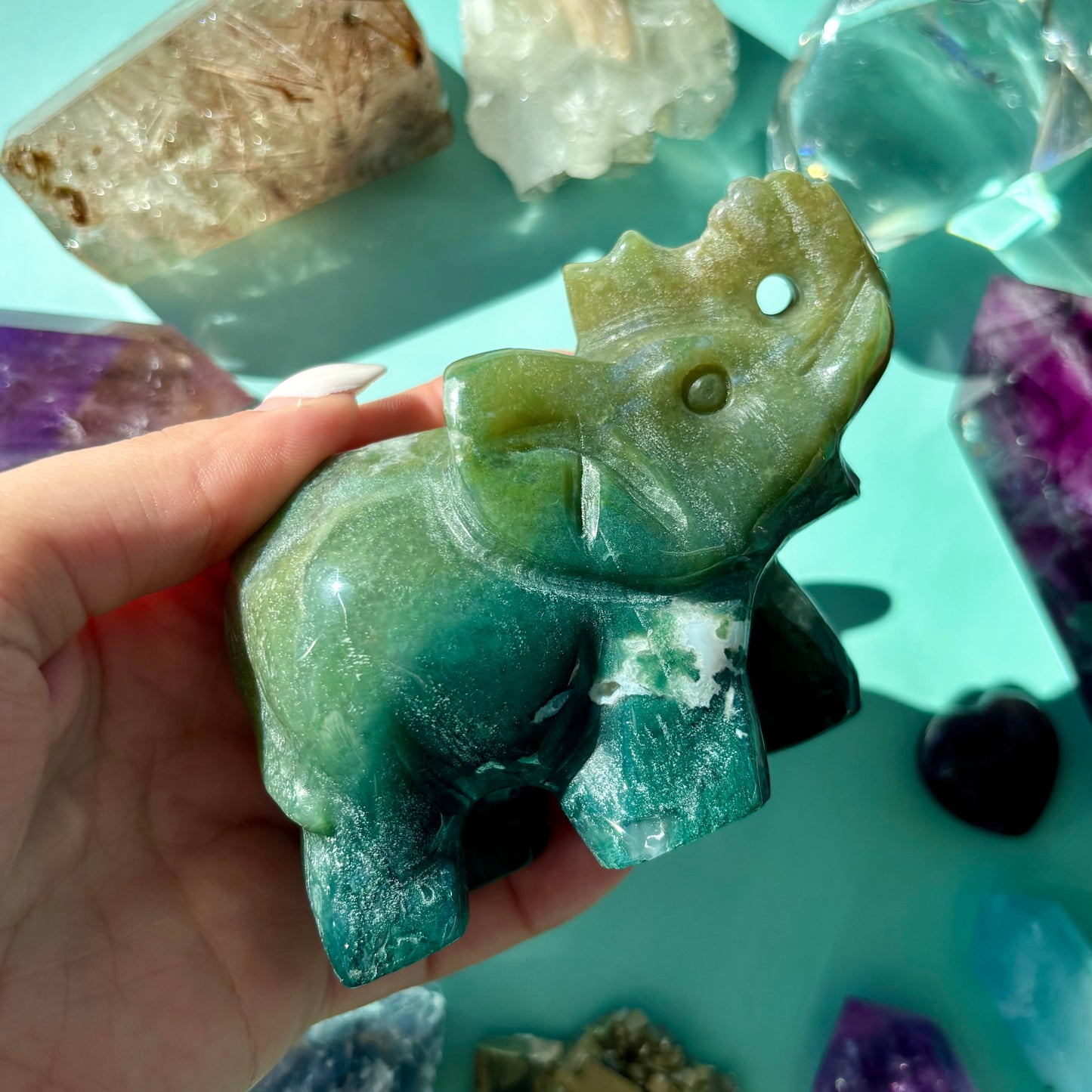 MOSS AGATE ELEPHANTS
