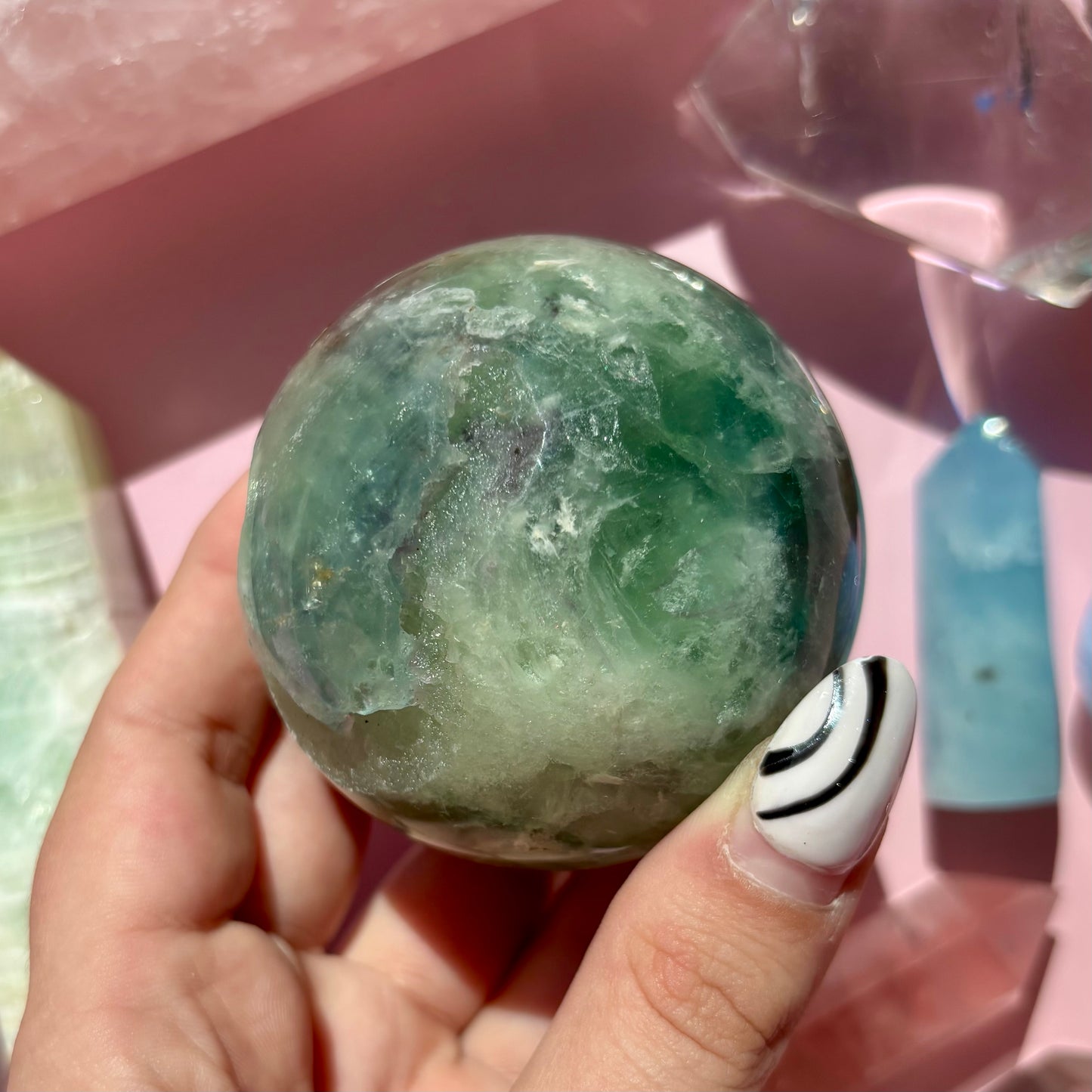 FEATHER FLUORITE SPHERES