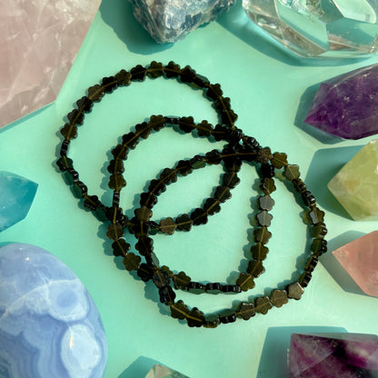 GOLD SHEEN OBSIDIAN FLOWER BRACELET