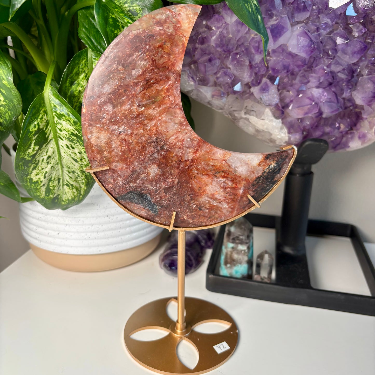 FIRE QUARTZ MOON ON STAND