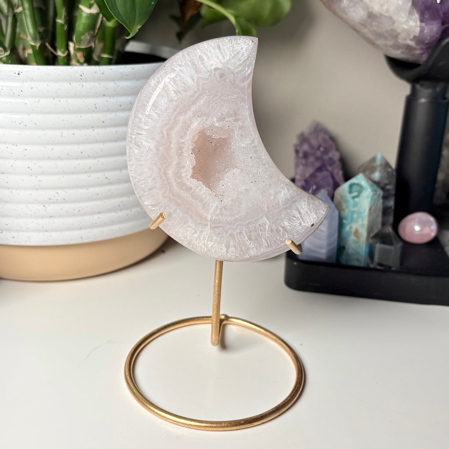 AGATE DRUZY MOON ON STAND