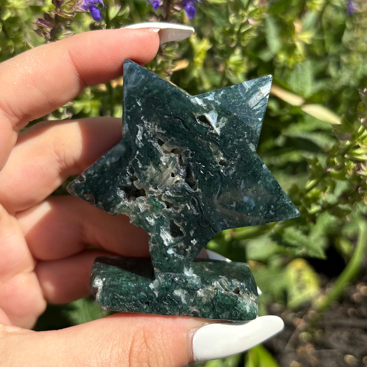 MOSS AGATE STAR ON STANDS