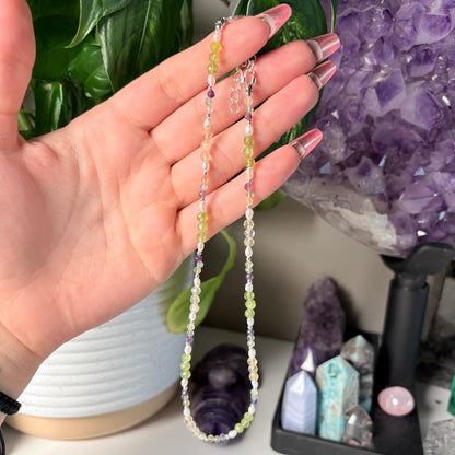 PERIDOT + CITRINE + FLUORITE NECKLACE