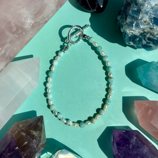 LARIMAR + PEARL BRACELET