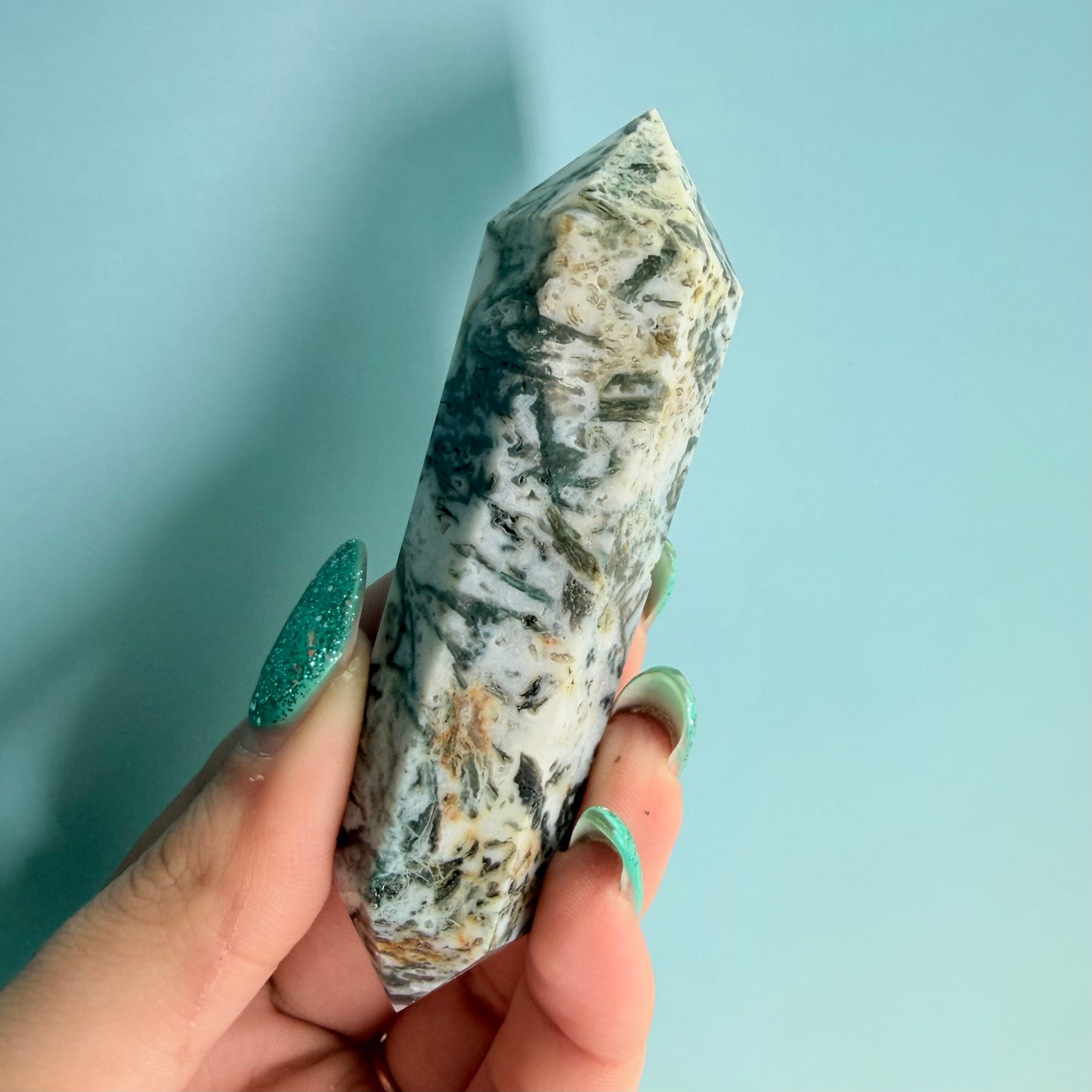 MOSS AGATE DOUBLE TERMINATED POINTS