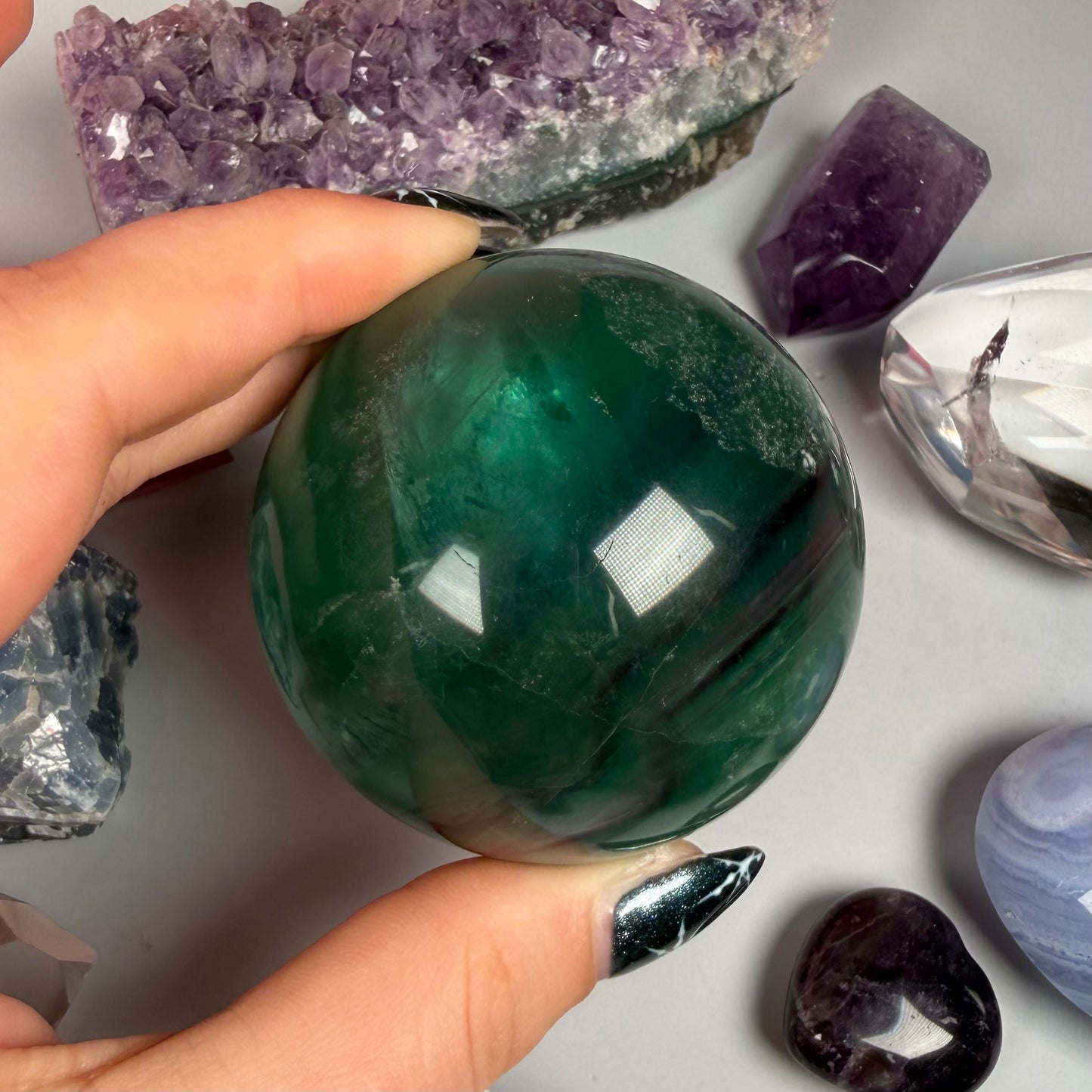 FEATHER FLUORITE SPHERES