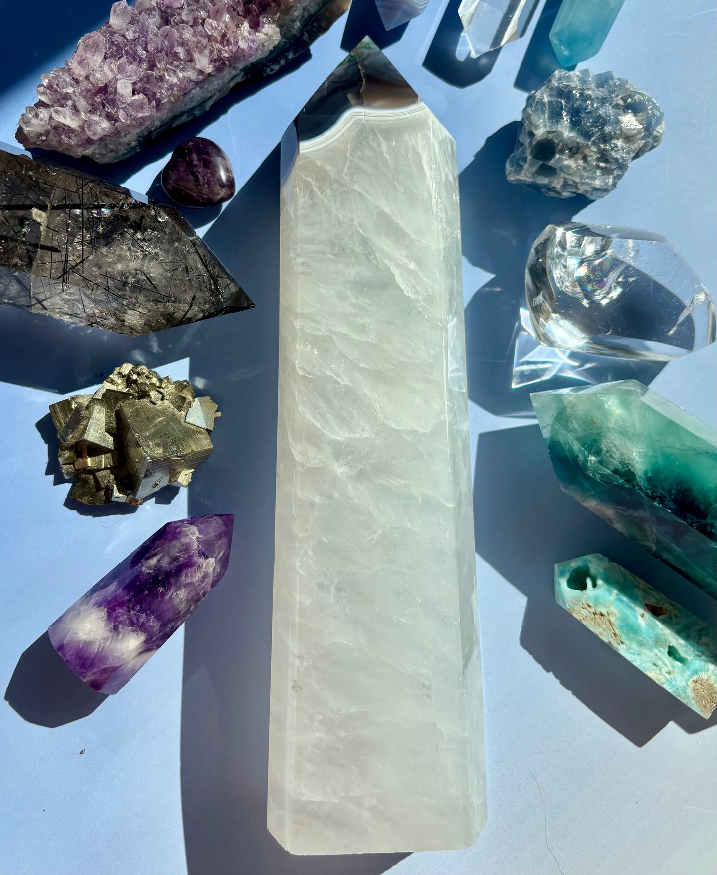MOSS AGATE QUARTZ TOWER