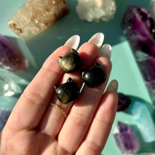 GOLD SHEEN OBSIDIAN CATHEAD