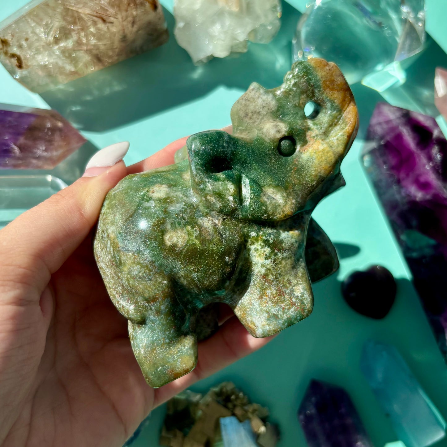 MOSS AGATE ELEPHANTS