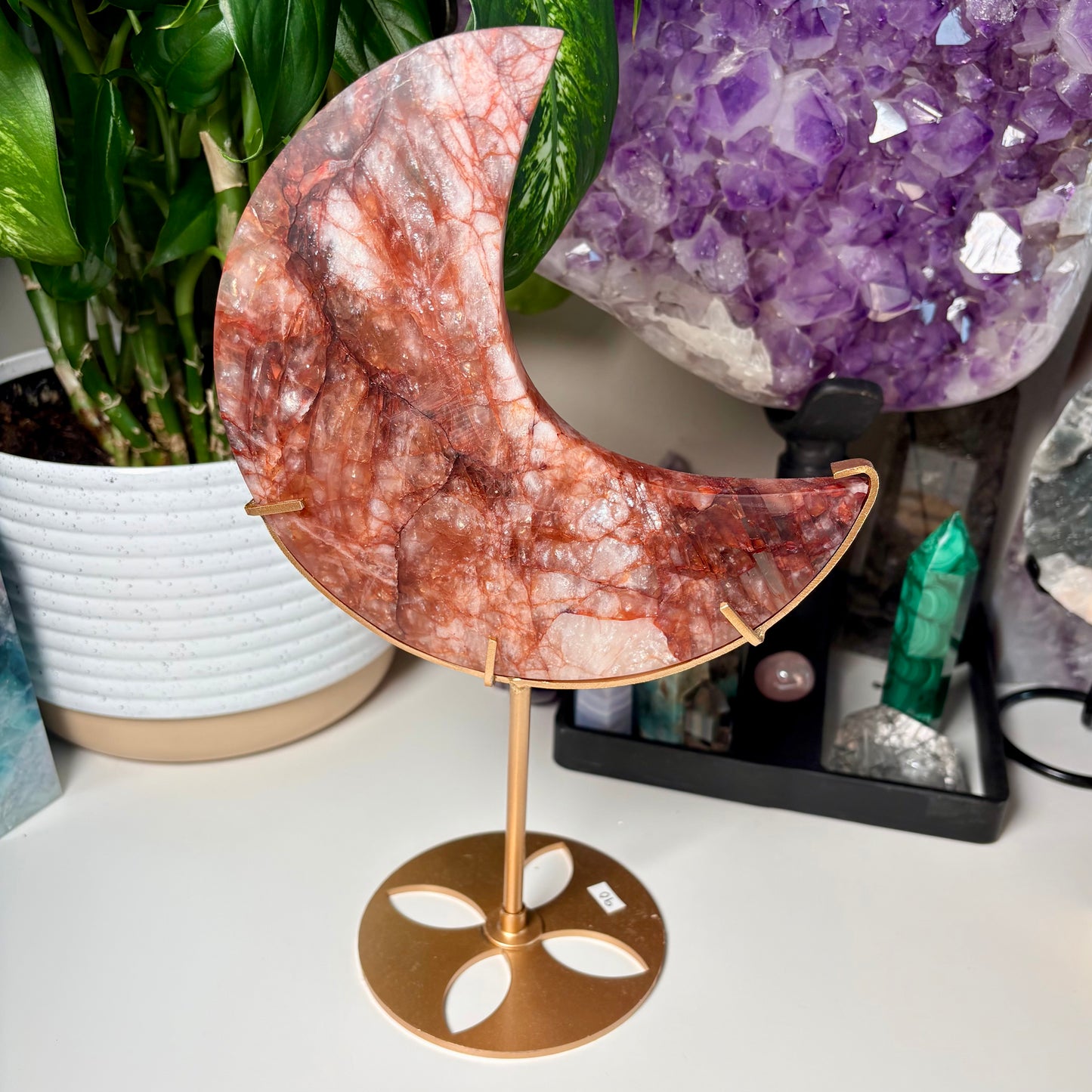 FIRE QUARTZ MOON W/ STAND - IMPERFECT