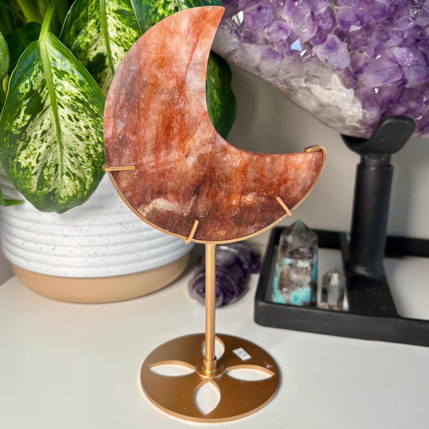 FIRE QUARTZ MOON ON STAND